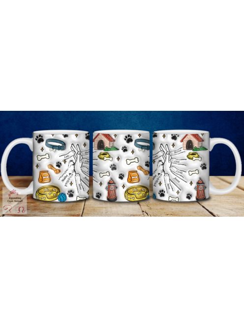 Neves kutyás 3D hatású bögre