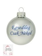 Fényes ezüst feliratos üveggömb 5,7 cm