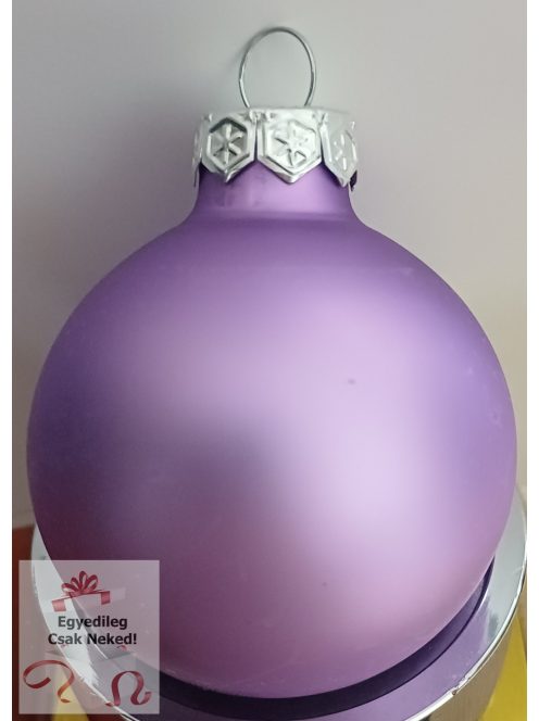 Matt Sötét lila feliratos üveggömb 5,7 cm
