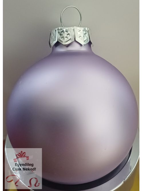 Matt világos lila feliratos üveggömb 5,7 cm