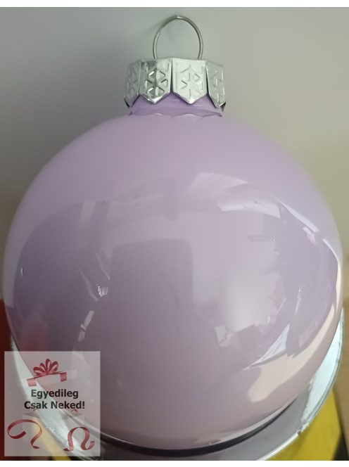 Fényes pasztel lila feliratos üveggömb 5,7 cm