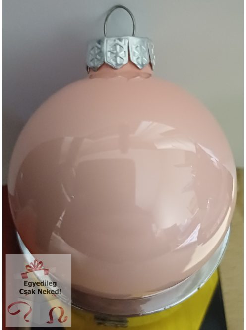 Fényes pasztel rózsaszín feliratos üveggömb 5,7 cm