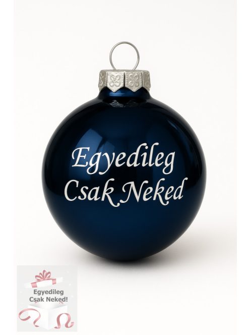 Fényes ÉjKék feliratos üveggömb 5,7 cm