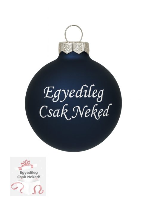  Matt ÉjKék feliratos üveggömb 5,7 cm