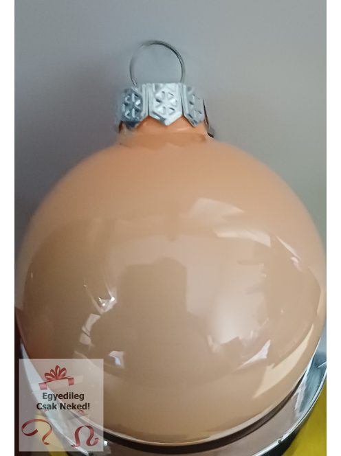 Fényes pasztel barack feliratos üveggömb 5,7 cm