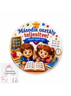 Második osztály teljesítve 3D hatású kitűző