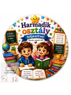 Harmadik osztály teljesítve 3D hatású kitűző
