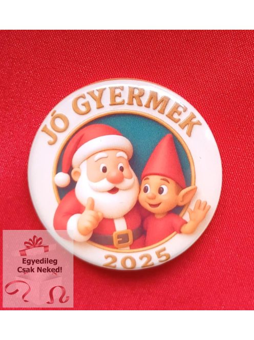 Egyedi 3D hatású Jó gyermek kitűző