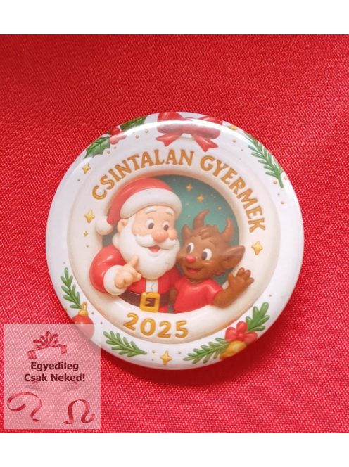 Egyedi 3D hatású Csintalan gyermek kitűző