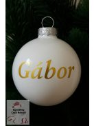 Fényes Fehér feliratos üveggömb 5,7 cm