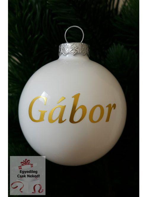 Fényes Fehér feliratos üveggömb 5,7 cm